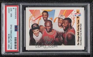 1991-92 Skybox - [Base] #337 - Michael Jordan, Scottie Pippen, Horace Grant, John Paxson, Bill Cartwright [PSA 8 NM‑MT]