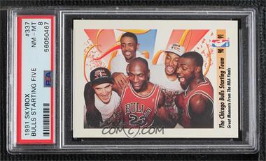 1991-92 Skybox - [Base] #337 - Michael Jordan, Scottie Pippen, Horace Grant, John Paxson, Bill Cartwright [PSA 8 NM‑MT]
