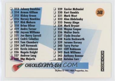 1991-92 Skybox - [Base] #348 - Checklist - Checklist #181-244