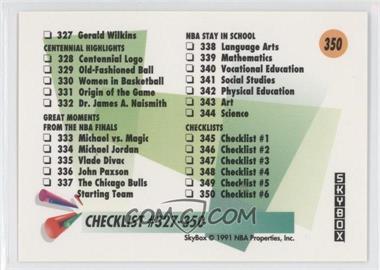 1991-92 Skybox - [Base] #350 - Checklist - Checklist #306-350