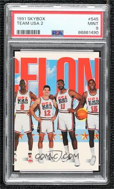 1991-92 Skybox - [Base] #545 - Team USA (Michael Jordan, John Stockton, Karl Malone, Magic Johnson) [PSA 9 MINT]