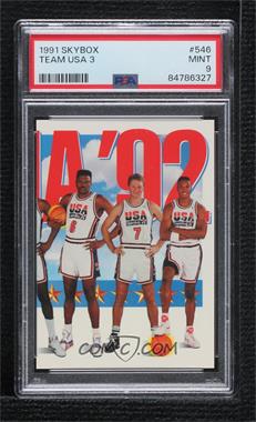 1991-92 Skybox - [Base] #546 - Team USA (Patrick Ewing, Larry Bird, Scottie Pippen) [PSA 9 MINT]