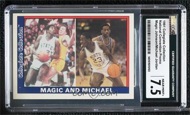 1991 Collegiate Collection National Convention Promo - Magic Johnson & Michael Jordan #MJMJ - Magic Johnson, Michael Jordan [CGC 7.5 Near Mint+]