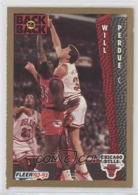 1992-93 Fleer Team Night Sheets - Chicago Bulls Back to Back Singles #_WIPE - Will Perdue