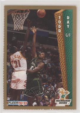 1992-93 Fleer Team Night Sheets - Milwaukee Bucks Singles #_TODA - Todd Day [Noted]