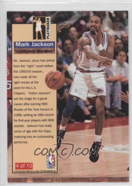mark jackson rookie card 1992 93 fleer ultra playmaker 4 mark jackson comc mark jackson rookie card 1992 93 fleer ultra playmaker 4 mark jackson comc