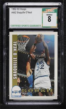 1992-93 NBA Hoops - [Base] #442 - Shaquille O'Neal [CSG 8 NM/Mint]