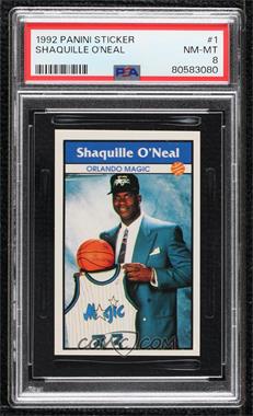 1992-93 Panini Album Stickers - [Base] #1 - Shaquille O'Neal [PSA 8 NM‑MT]