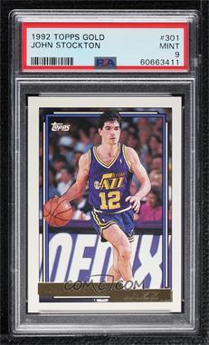 1992-93 Topps - [Base] - Gold #301 - John Stockton [PSA 9 MINT]