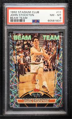 1992-93 Topps Stadium Club - Beam Team #11 - John Stockton [PSA 8 NM‑MT]