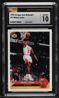 1992-93 Upper Deck McDonald's - Restaurant [Base] #P5 - Michael Jordan [CSG 10 Gem Mint]