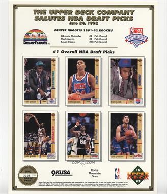 1992 Upper Deck NBA Draft Night Team Sheets - [Base] #DRAF.12 - Larry Johnson, Derrick Coleman, Pervis Ellison, Danny Manning, David Robinson, Brad Daugherty (Spurs)