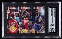 Michael Jordan, Dominique Wilkins, Karl Malone [SGC 8.5 NM/Mt+]