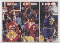 Michael Jordan, Dominique Wilkins, Karl Malone [EX to NM]