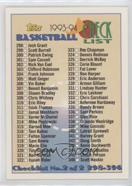 1993-94 Topps - [Base] #396 - Checklist - Cards 298-396