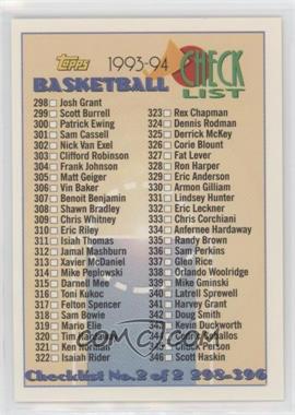 1993-94 Topps - [Base] #396 - Checklist - Cards 298-396