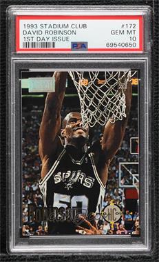 1993-94 Topps Stadium Club - [Base] - 1st Day Issue #172 - High Court - David Robinson [PSA 10 GEM MT]