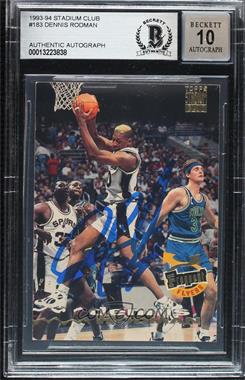 1993-94 Topps Stadium Club - [Base] #183 - Frequent Flyers - Dennis Rodman [BAS BGS Authentic]