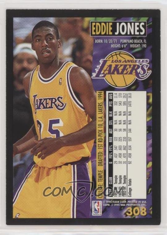 1994 95 Fleer Base 308 Eddie Jones