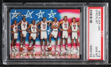 1994 Flair USA Basketball - [Base] #119 - Checklist - USA Basketball Team [PSA 10 GEM MT]