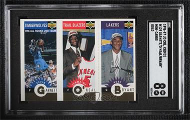 1996-97 Upper Deck Collector's Choice - Upper Deck Mini-Cards - Gold #M129-158-139 - Kevin Garnett, Jermaine O'Neal, Kobe Bryant [SGC 8 NM/Mt]