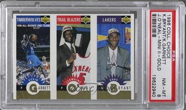 1996-97 Upper Deck Collector's Choice - Upper Deck Mini-Cards - Gold #M129-158-139 - Kevin Garnett, Jermaine O'Neal, Kobe Bryant [PSA 8 NM‑MT]