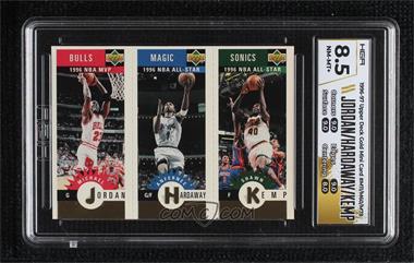 1996-97 Upper Deck Collector's Choice - Upper Deck Mini-Cards - Gold #M78-60-11 - Michael Jordan, Anfernee Hardaway, Shawn Kemp [HGA 8.5 NEAR MINT/MINT+T]