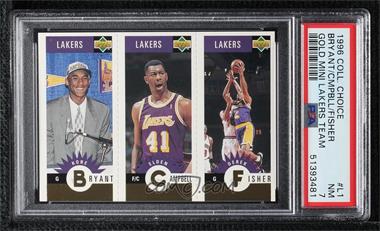 1996-97 Upper Deck Collector's Choice Team Sets - Los Angeles Lakers Minis - Gold #L1 - Kobe Bryant, Elden Campbell, Derek Fisher [PSA 7 NM]