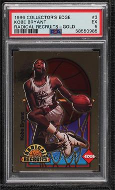 1996 Collector's Edge Rookie Rage - Radical Recruits - Gold #3 - Kobe Bryant /1000 [PSA 5 EX]