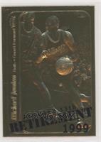 Michael Jordan 1986-87 Sticker (All Gold, Retirement Overstrike) [EX to&nb…