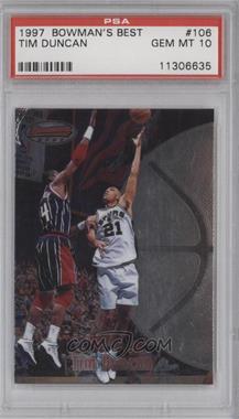 1997-98 Bowman's Best - [Base] #106 - Tim Duncan [PSA 10 GEM MT]