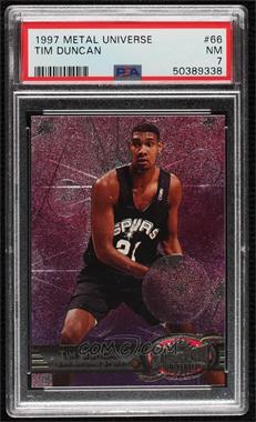 1997-98 Metal Universe - [Base] #66 - Tim Duncan [PSA 7 NM]