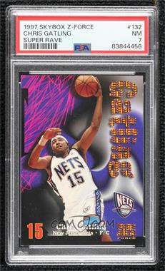 1997-98 Skybox Z-Force - [Base] - Super Rave #132 - Chris Gatling /50 [PSA 7 NM]