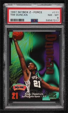 1997-98 Skybox Z-Force - [Base] #111 - Tim Duncan [PSA 8 NM‑MT]