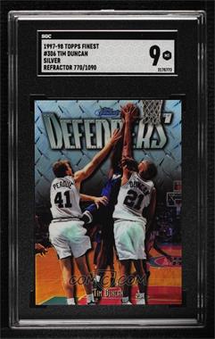 1997-98 Topps Finest - [Base] - Refractor #306 - Uncommon - Silver - Tim Duncan /1090 [SGC 9 MINT]