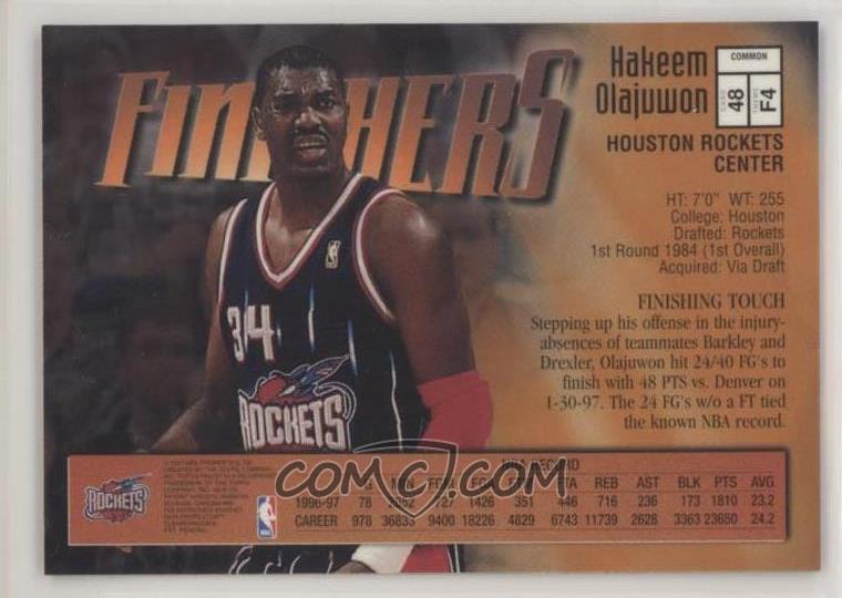 1997 98 Topps Finest Base 48 Hakeem Olajuwon