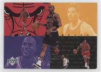 Michael Jordan, Dennis Rodman, Toni Kukoc, Ron Harper, Scottie Pippen [EX …