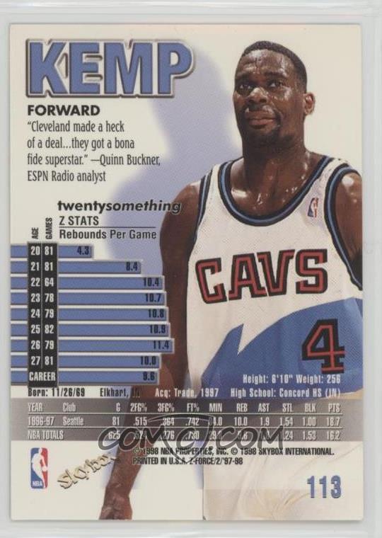 1997 98 Z Force Base 113 Shawn Kemp