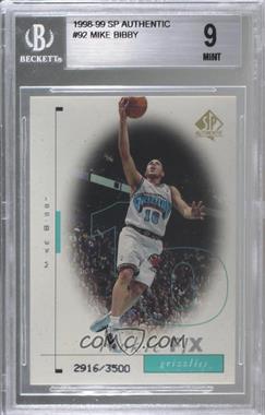 1998-99 SP Authentic - [Base] #92 - Rookie F/X - Mike Bibby /3500 [BGS 9 MINT]