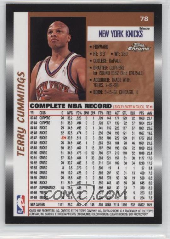 1998 99 Topps Chrome Base Refractor 78 Terry Cummings