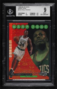 1998-99 Upper Deck Ionix - Warp Zone #Z15 - Paul Pierce [BGS 9 MINT]