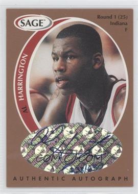 1998 SAGE - Authentic Autograph - Bronze #A18 - Al Harrington /650