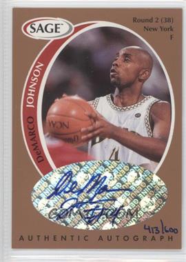 1998 SAGE - Authentic Autograph - Bronze #A21 - DeMarco Johnson /600