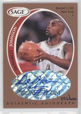 1998 SAGE - Authentic Autograph - Bronze #A21 - DeMarco Johnson /600