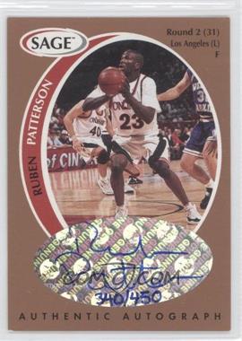 1998 SAGE - Authentic Autograph - Bronze #A39 - Ruben Patterson /450