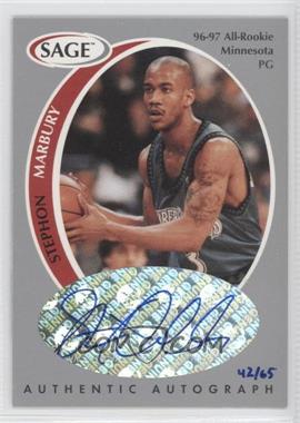 1998 SAGE - Authentic Autograph - Silver #A27 - Stephon Marbury /65