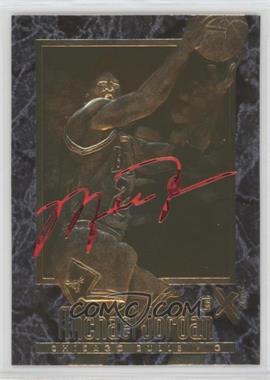 1999-00 23KT Gold Card Fleer Reprints - 1997-98 EX 2000 #_MIJO.3 - Michael Jordan (Marble Border, Red Signature)