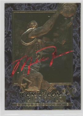 1999-00 23KT Gold Card Fleer Reprints - 1997-98 EX 2000 #_MIJO.3 - Michael Jordan (Marble Border, Red Signature)