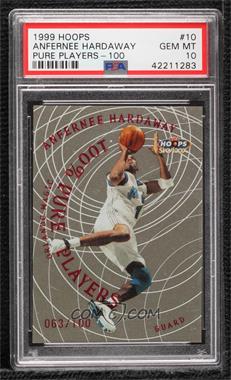 1999-00 Skybox NBA Hoops - Pure Players - 100% #10 PP - Anfernee Hardaway /100 [PSA 10 GEM MT]