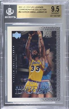 1999-00 Upper Deck NBA Legends - [Base] - Commemorative Collection #54 - Kareem Abdul-Jabbar /50 [BGS 9.5 GEM MINT]